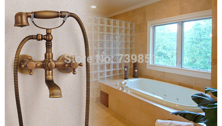 antique oil rubbed bronze bathroom shower faucet cold bath mixer water tap bath shower set torneira banheiro chuveiro ducha - Click Image to Close