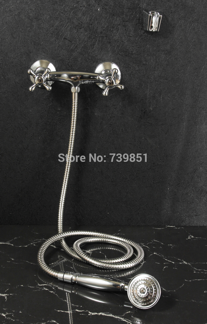 shower faucet copper chrome dual handles wall mounted and cold mixer for bathroom faucets,mixers & taps batedeira ducha