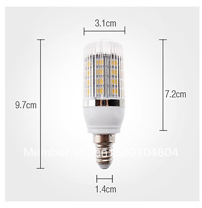 6pieces/lot led e14 e27 7w 36x5050 smd 2700-3200k warm white and natural white light led corn bulb (85-265v)