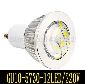 1pc led lamps high brightness led lights gu10 5730smd 12led 5w cold white/warm white ac220v led bulb