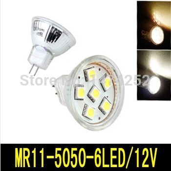 mr11 white 5050 smd 6leds spot light lamp bulb energy saving dc 12v 2w zm00851
