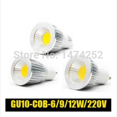 super bright gu 10 bulbs light warm/white 85-265v 6w 9w 12w gu10 cob led lamp light gu 10 led spotligh zm00051