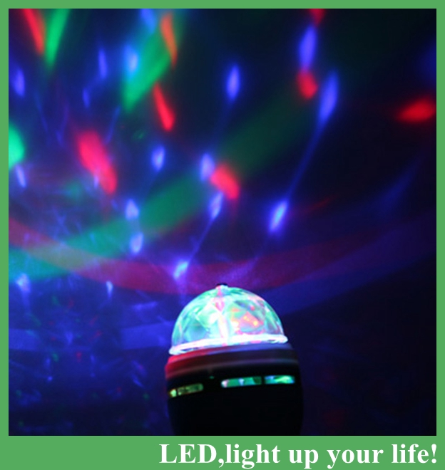! 3w rgb led mini party light dance party lamp holiday lights auto rotating new e27 colorfull bulb for dancing