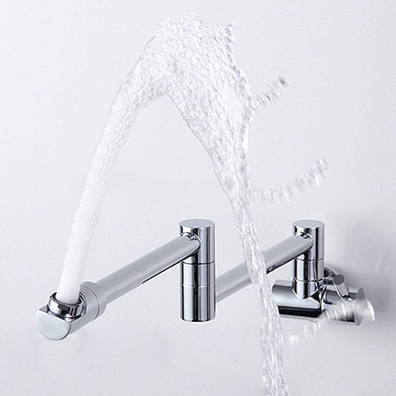 brass single handle pot filler faucet swing spout wall mount polished chrome - Click Image to Close
