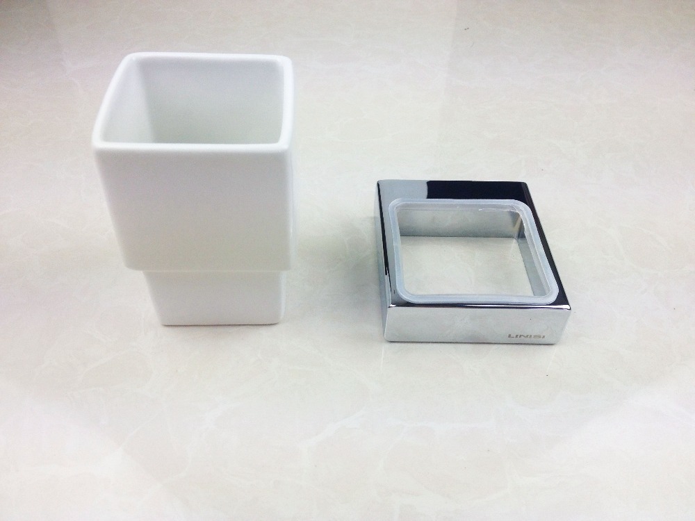 square toothbrush holder bathroom accessories tumble holder tooth brush holder in brass chrome with ceramics cup