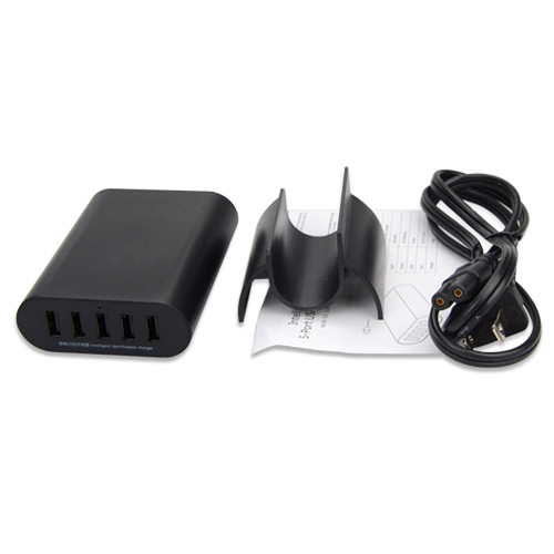 eu/us plug black 50w 5v 12a 5 ports usb charger travel adapter intelligent detect fast charging for iphone ipad smart phone