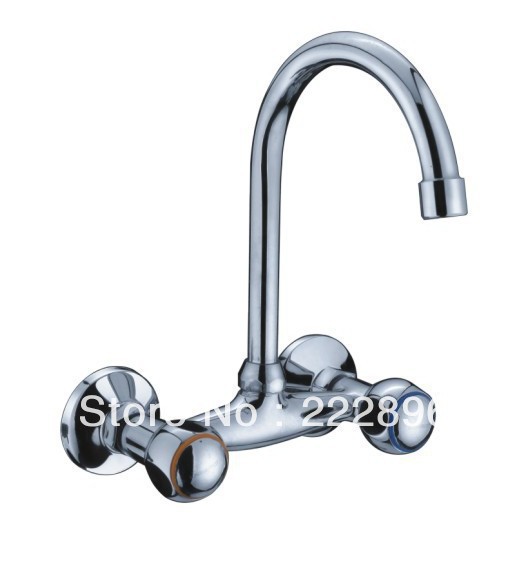 copper bathroom kitchen sink wall-mounted faucet dual-handles mixer sanitary ware tap swivel pipe torneira