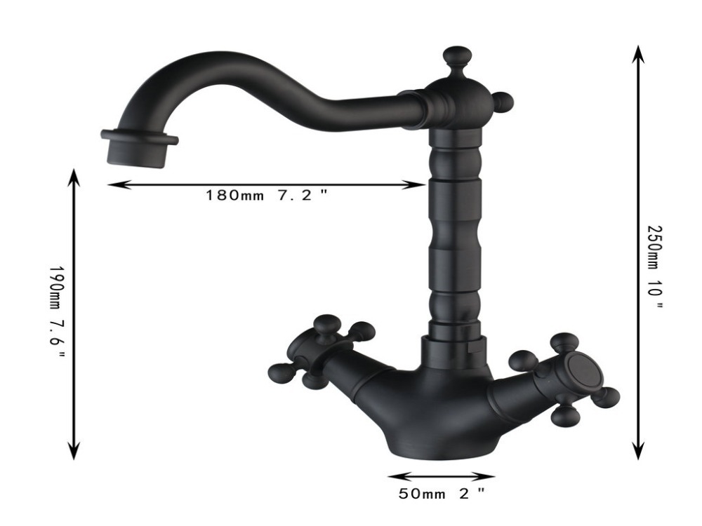 deck mounted kitchen torneira double handles swivel 360 oil rubbed black bronze 8632-8 basin sink lavatory tap mixer faucet