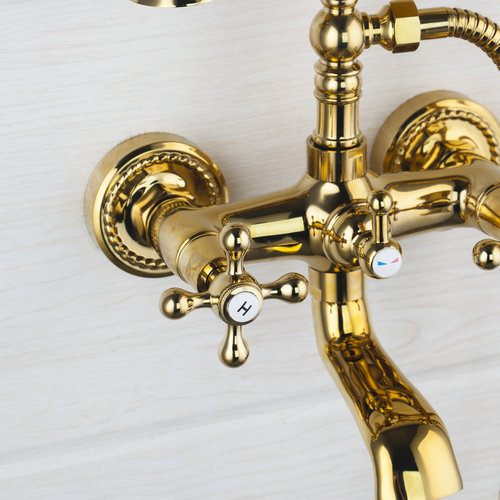 hello bathtub torneira wall mounted double handles polished golden 97144 shower bathroom basin sink tap mixer faucet