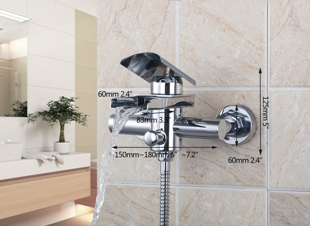 modern unique design ceramic plate spool l8208-1 wall mounted waterfall polished chrome bathtub basin mixer tap bathtub faucet