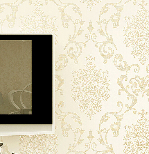 luxury 3d wallpaper fashion flock printing for living room gold foil wallpaper beige non woven for bedding room