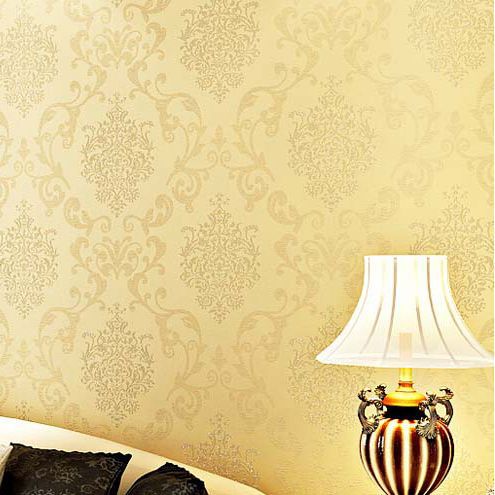 luxury 3d wallpaper fashion flock printing for living room gold foil wallpaper beige non woven for bedding room