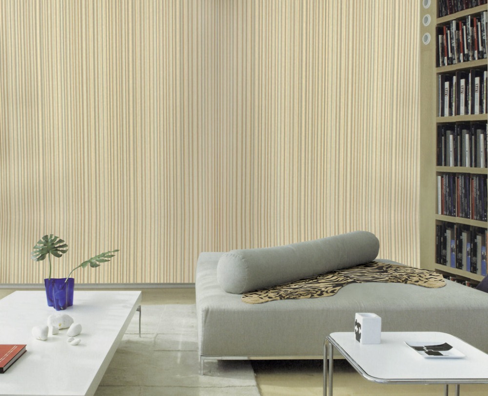 ft-150607 pvc printing wallpaper home decor 5m modern lines non-woven flocking wallpaper rolls,living room,tv .beige