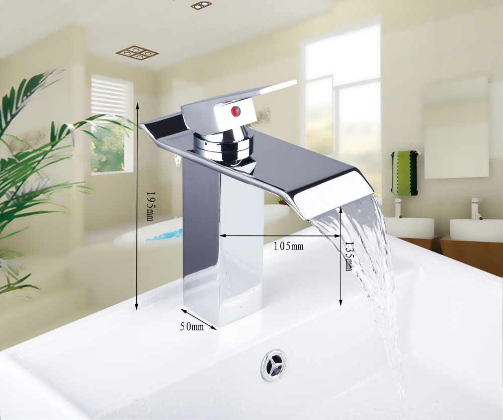 92257 construction & real estate wide spout chrome finished faucets bathroom waterfall basin mixer sink tap