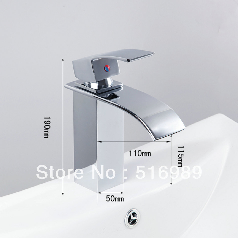 chrome waterfall spout mixer tap faucet bathroom sink basin mak8256