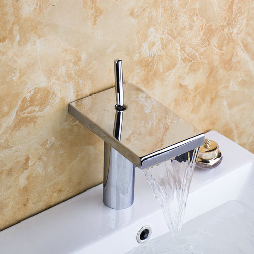 hello 2015 big waterfall spout bathroom chrome deck mounted 92254 brass single handle wash basin sink torneira faucet,mixer tap