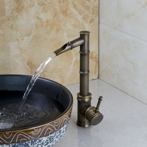 hello tall bamboo waterfall spout antique brass swivel 360 water tap 8639 basin sink kitchen torneira cozinha tap mixer faucet