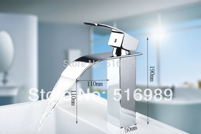 l8256/11 deck mounted single handle bathroom chrome waterfall tap basin faucet
