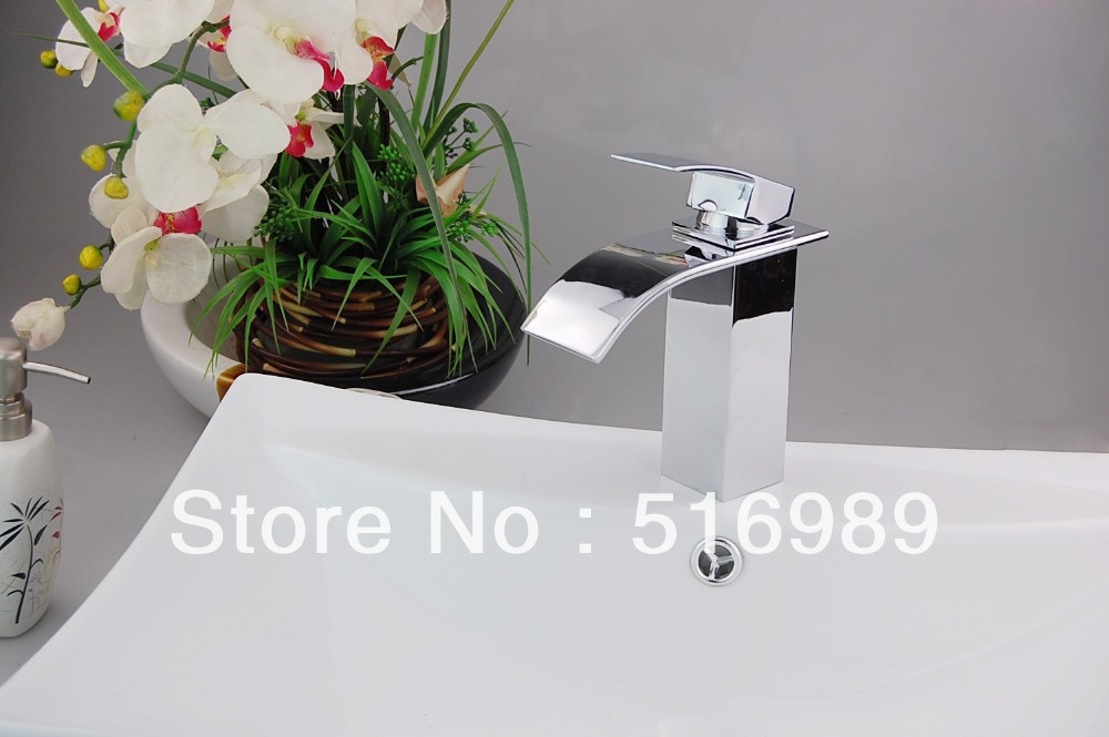 new bathroom deck mount single hole chrome tap faucet waterfall tree34