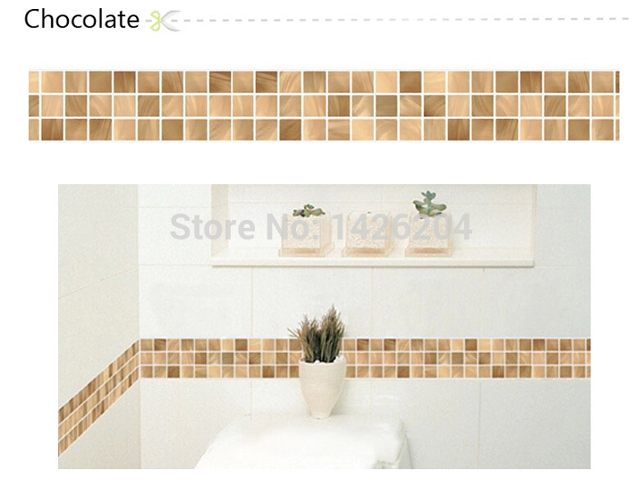 pvc self adhesive mosaic wallpaper wall listello kitchen stickers waist line waterproof border crural line