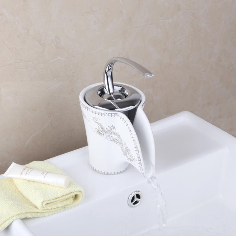 e-pak perfect beautiful pattern single handle single hole waterfall ceramic spout l92686/2 bathroom basin sink faucet