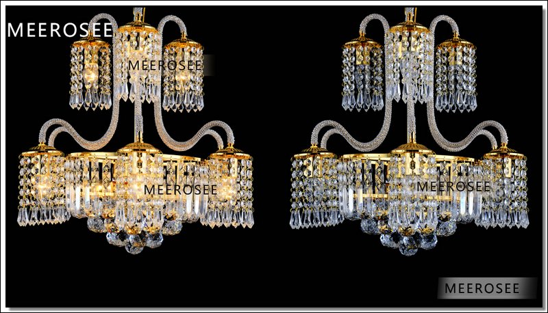 classic golden crystal chandelier lighting 12 lights lustre hanging crystal light fixture for lobby md88011 d540mm h550mm - Click Image to Close