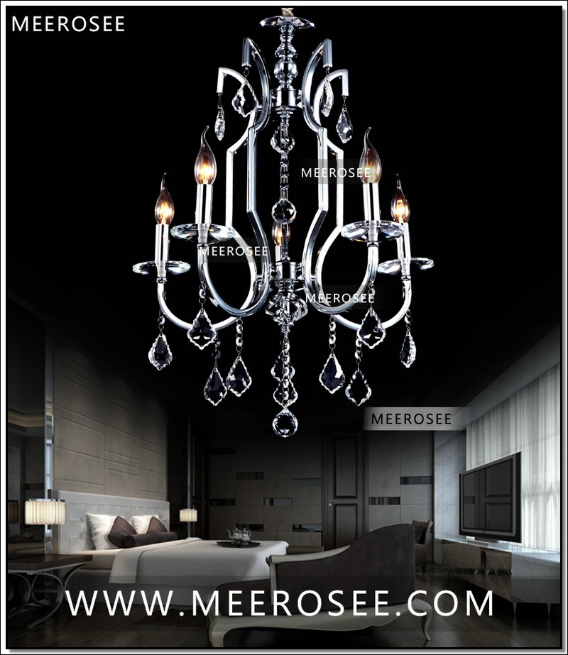 fast contemporary silver chrome crystal chandelier lamp 5 lights chandelier crystal light fixture hanging lamp md68014