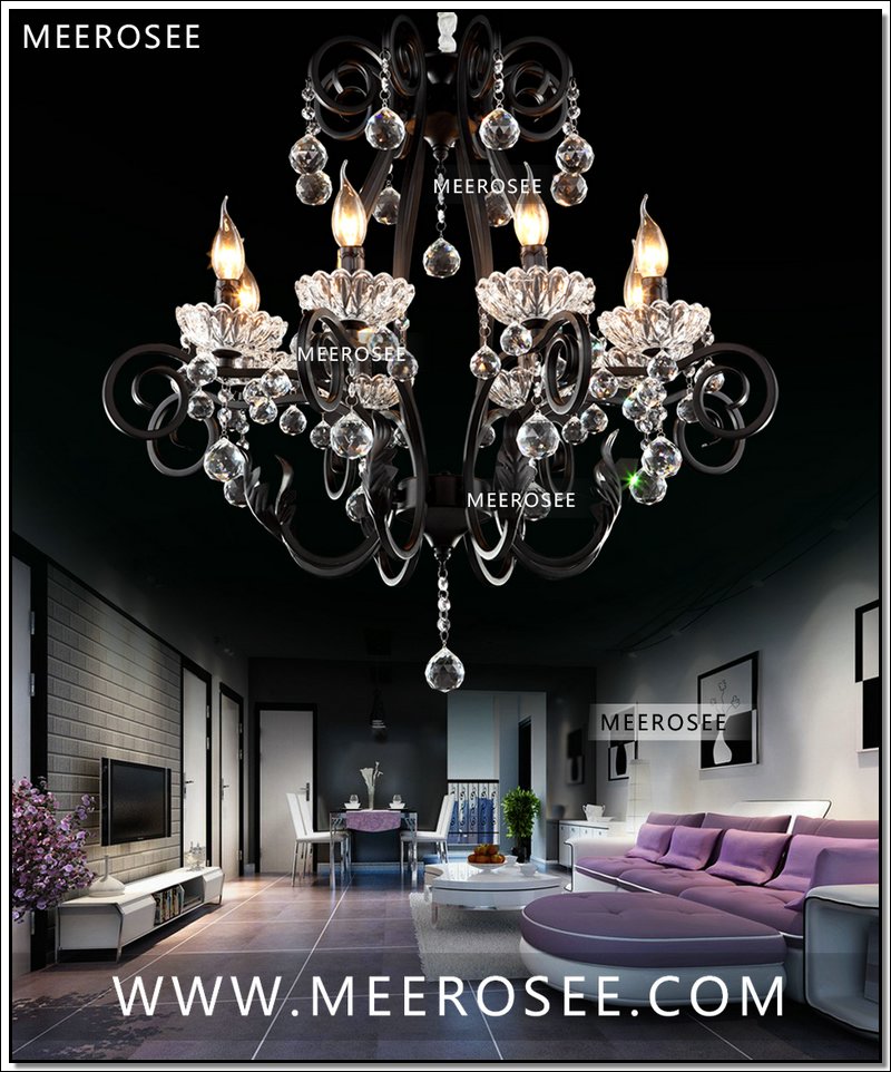 french vintage black chandelier crystal light fixture black lustre crystal hanging chandelier lighting md88010 d750mm h730mm
