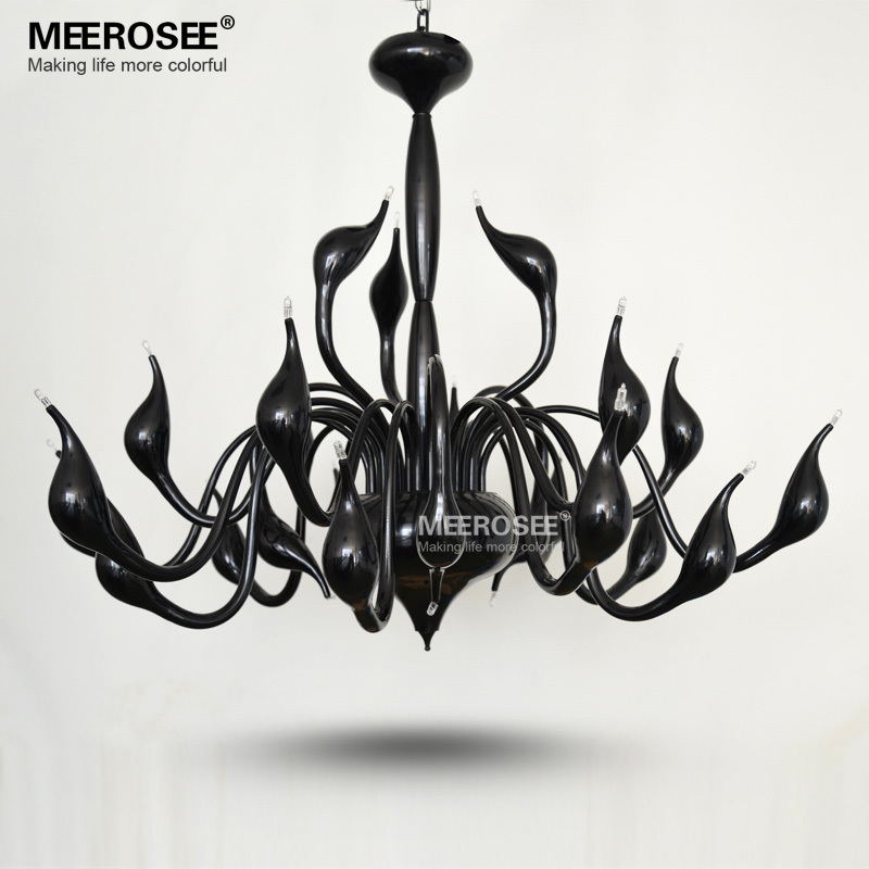 modern black swan chandelier lamp lights romantic swan light fixture with 24 lights el project lighting iron pendelleuchte