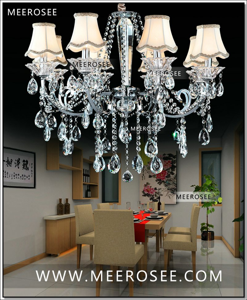 modern silver chandelier crystal light fixture wrought iron hanging chandelier lighting with top class k9 crystal and lampshade