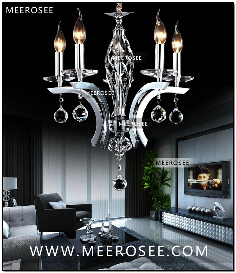 small 5 lights modern crystal chandelier light fixture wrought iron chrome chandelier lighting lustre crystal hanging lamp