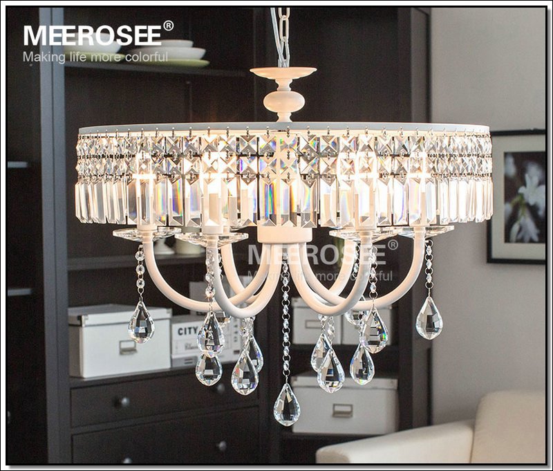 vintage french chandelier crystal light fixture cottage american white lustre suspension lamp hanging light md2494 d600mm